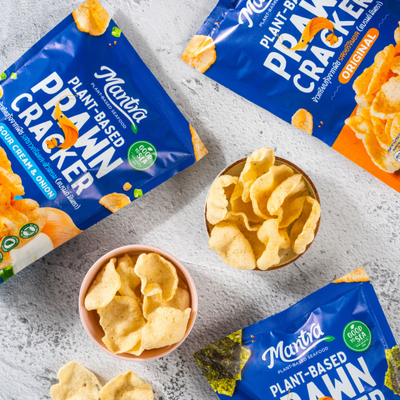 MANTRA Plant-Based Prawn Cracker 25G - Original FlavorSnacksA classic, savory prawn cracker taste—without the seafood! This original flavor is light, crispy, and full of umami, making it the perfect plant-based alternative to traditional prawn crackers.